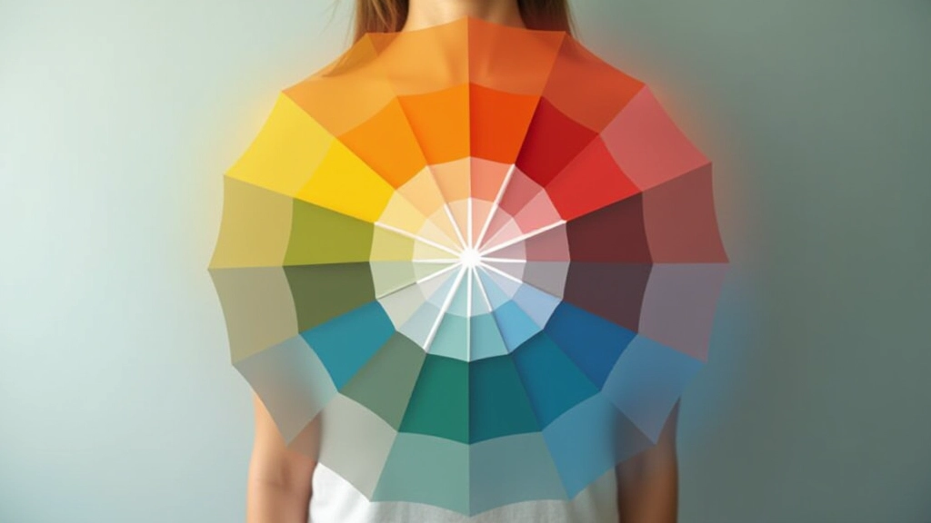 Roda de cores com tonalidades primárias, secundárias e complementares em gradação suave e profissional